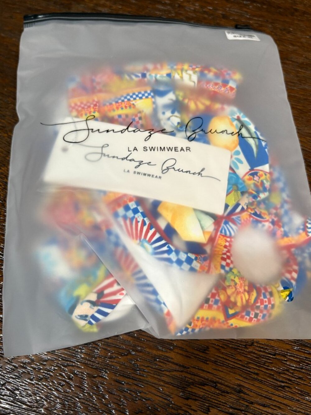 LA Swimwear Sundy Brunch Euro Summer Bikini Swimsuit Sun Lemon Blue Tile NEW - Picture 2 of 5